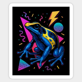 Retro Neon Green and Black Dart Frog Sticker